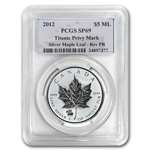 PCGS SP69 CANADA 2012 Silver Maple Leaf with Titanic Mark